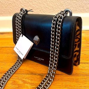 Kurt Geiger London - Leather Shoulder Bag in Charcoal/Black